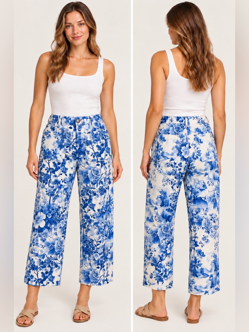ANTHROPOLOGY Maeve The Colette Pants | Blue Botanical Floral | Size 29 NWT
